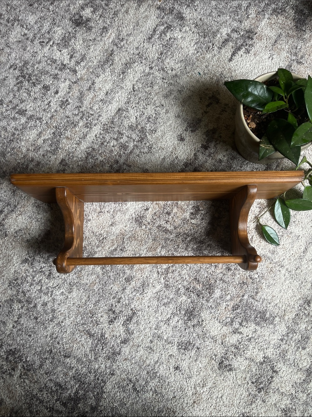 Vintage Wood Shelf  paper towel holder Warm Brown